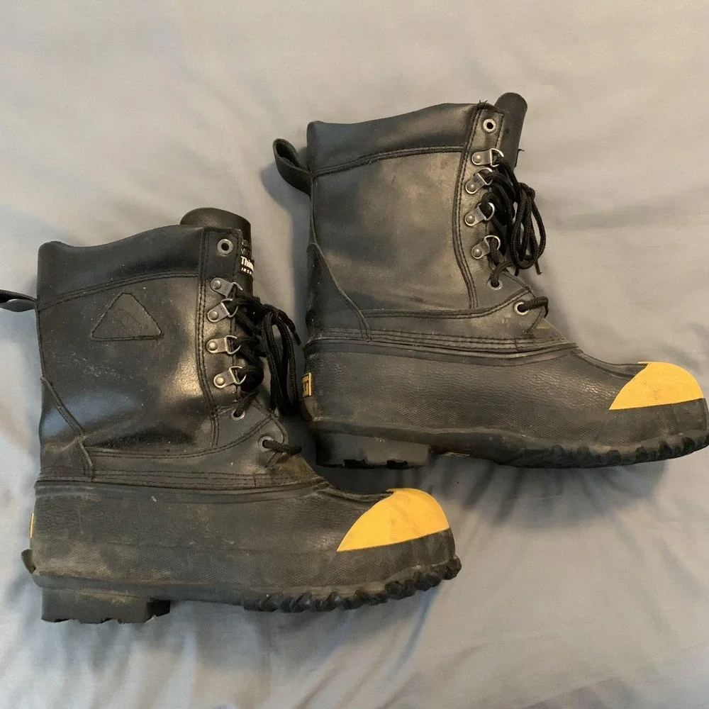 Rocky Boots Mens Size 9 Black Yellow Thinsulate Safety Toe Work‎ Lace-Up #7752